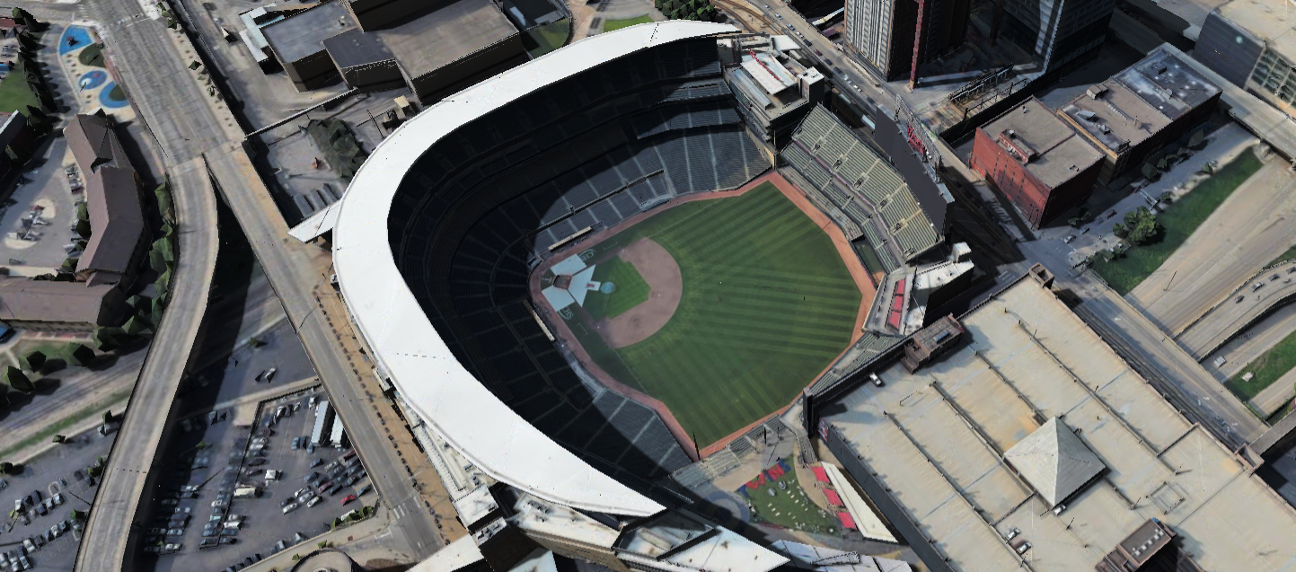 Target Field 3D shade map showing shaded seats and sun position